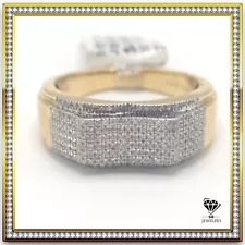 Genuine 0.41 CTW Diamond Rectangular 10K Yellow Gold Band Size 10 Ring For Mens