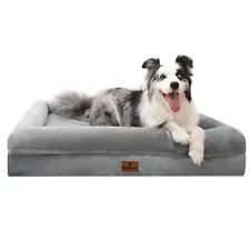 Small Medium Large Jumbo Orthopedic Foam Dog Bed with Removable Cover & Bolster