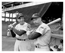 JOE DIMAGGIO AND MICKEY MANTLE NEW YORK YANKEES BASEBALL PLAYERS 8X10 B&W PHOTO