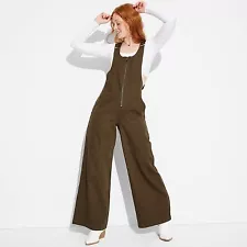 Women's Twill Baggy Zip-Front Overalls - Wild Fable Olive Green M