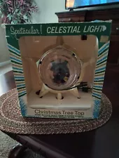 Vtg Bradford Celestial Star Christmas Tree Topper Motion Spinning Color with Box