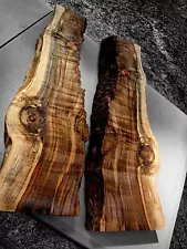 Lot of 2 BOOKMATCHED Curly AMBROSIA maple Burl wood SLAB, EPOXY wood, CRAFT WOOD