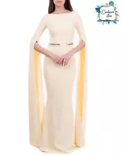 RRP€1444 SAFIYAA Crepe Mermaid Gown FR36 US4 UK8 S Belted Extra Long Slit Sleeve