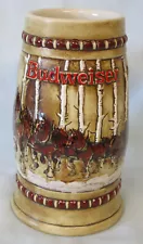 Budweiser Holiday Stein Mug 1981 Snowy Woodland Red Cases CS50