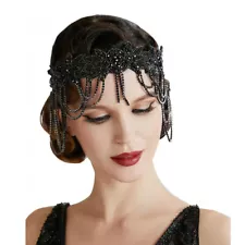 Women Vintage 1920s Flapper Headpiece Roaring 20s Headband Chain Hair Accessory