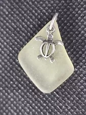 VTG SX Sterling Silver 925 Sea Glass & Sea Turtle Pendant Jewelry, Lot, SALE!