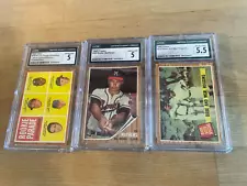 3 1962 Topps Baseball Card Lot CGC Graded # 598 Eddie Mathews & Babe Ruth # 137