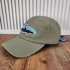 Patagonia Fitz Roy Trout Fish Strap Buckle Hat Cap Green Canvas Outdoors Dad