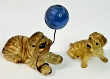 SHAR PEI FIGURINE DOG WITH BLUE BALLOON and Puppy - Possibly by HAGEN RENAKER