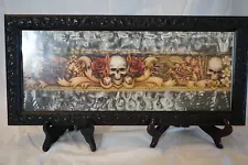 DENNIS MATHEWSON "SKULL DRAGON" in CARVED SKULL TIKI FRAME HAND SIGNED PRINT