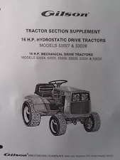 Gilson Gear & Hydro 16 h.p Garden Tractor Service Supplement Manual 53027 53032