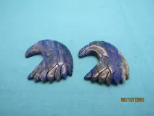 Lot Of 2 Stunning Lapis Hand Carved Eagles Pendants 33mm x 38mm. #929