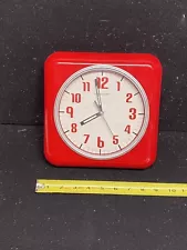 A10020 Vintage Sterling & Noble Retro, Industrial, Diner Wall Art Deco Red Clock