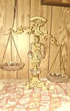 Vintage L&L WMC Scales of Justice Brass and Crystal.