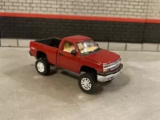 2003 Chevy Silverado Lifted 4x4 Truck 1/64 Diecast Custom Off Road Auto World