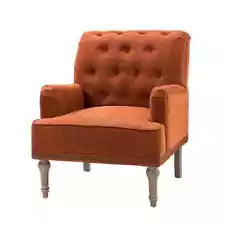 Leobarda Classic Traditional Rust Tufted Armchair with Nailhead Trim and Solid W