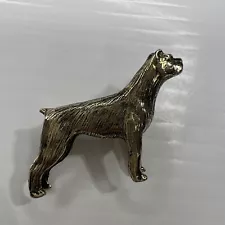 Brass Gold Tone 70s Large Dog Pit Bull Mastiff American Retro Brooch Pin