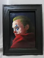 Genuine Oil Painting of "Joker" from the 2019 Film 5"X7" Image Black Wood Frame