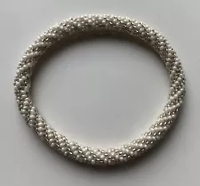 Lily And Laura Beaded Roll On Bracelet White/ Silver Stripe