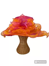 Forbusite Womens Kentucky Derby Organza Hat Orange Church Easter