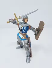 Papo Armored Knight w Sword and Eagle/Key Shield 2005 Blue White Crusader