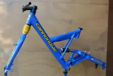 Retro Cannondale Super V Volvo blue full suspension mountainbike frame frameset