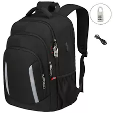 Men 17 Inch Laptop Bag Women Travel Rucksack Scholl Black Backpack For Teenagers