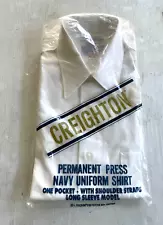 NEW CREIGHTON US NAVY OFFICERS WHITE LONG SLEEVE SERVICE DRESS SHIRT 15 1/2 X 32