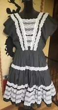 VTG 1950’s Bettina of Miami Black Lacy Mexican Flamenco Square Dance Costume L