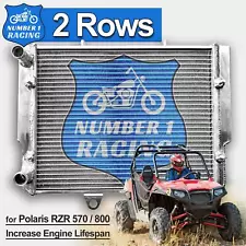 2Rows High Performance Aluminum Radiator for 2007-2017 Polaris RZR570 RZR800 ACE