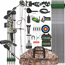 Compound Bow Arrows Set 20-70lbs Adjustable Archery Bow Bag Hunting 320FPS RH LH