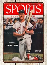 photo decoration on wall 1955 baseball Ted Williams metal tin sign