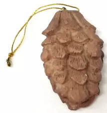 New ListingTextured Pine Cone Christmas Ornament Resin Hand Painted Brown Vintage