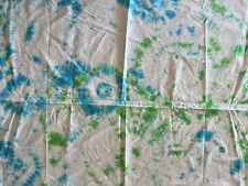 Handmade Tie Dye Fabric, 100% Cotton, Green, Turquoise Blue, White 34”x38” SALE