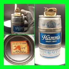 Unique Vintage Hamm's Beer Keg Advertising Cigarette Lighter - Heavy - Working