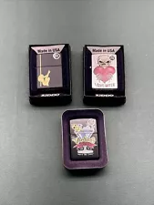 Zippo Lighters Lot Of 3 New Old Stock Voodoo Lounge Love Bites Girl Pole