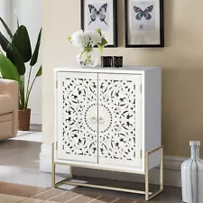 Decorative Accent Storage Cabinet Sideboard Buffet Metal Legs Solid Heavy Duty