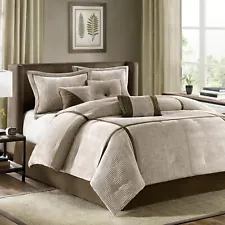 Madison Park Dallas 7 Piece Comforter Set with Bed Skirt Pillow Shams All Season