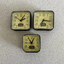 Lot of 3 Quartz Glow In The Dark Alarm Clocks Time Temperature Battery Operated