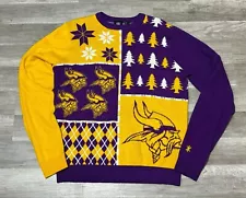 NFL Minnesota Vikings Ugly Christmas Sweater Purple Yellow Adult Size Large