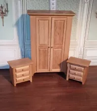 dolls house furniture 1/12 scale Wardrobe And Bedside Cabinets