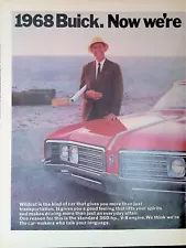 Print Ad 1968 GM Red Buick Wildcat 2 Door Hardtop 360 hp V8 Man Suit Hardhat