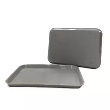 Plastic Eating Food Serving Tray for Cafeteria Lunch Kids 13.25" x 9.75", Gray