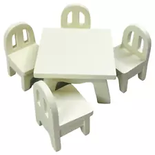 Pottery Barn Kids Doll House Furniture Dining Room Set 4 Chairs Table White Wood