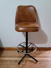 Admiral Chrome Corp. Vintage Industrial Swivel Bar Stools Brown