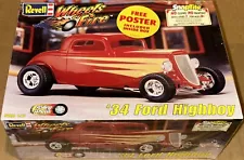 NEW/SEALED 1999 REVELL 1/25 34 FORD HIGHBOY WHEELS OF FIRE HOT ROD MODEL CAR KIT