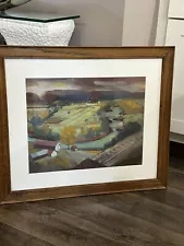 New ListingWatercolor Painting Signed Edward Christiana Dated 1943 Farm Scene Earth Tones