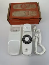 Vtg SLENDERET Rotary Dial WHITE Desk/Wall NIB Princess Trimline Box NEW/UNUSED