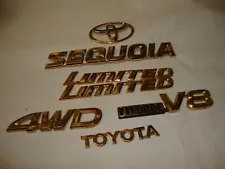 2001 - 2007 TOYOTA SEQUOIA V-8 LIMITED 4WD GOLD PLATED EMBLEM SET OEM