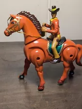 Vintage Battery Operated Cowboy Riding A Horse Toy 1990`s Working